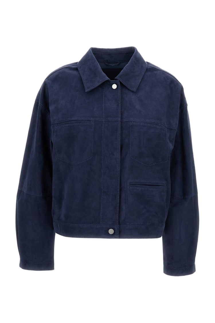 Desa 1972 Olive Blue Leather Suede Jacket