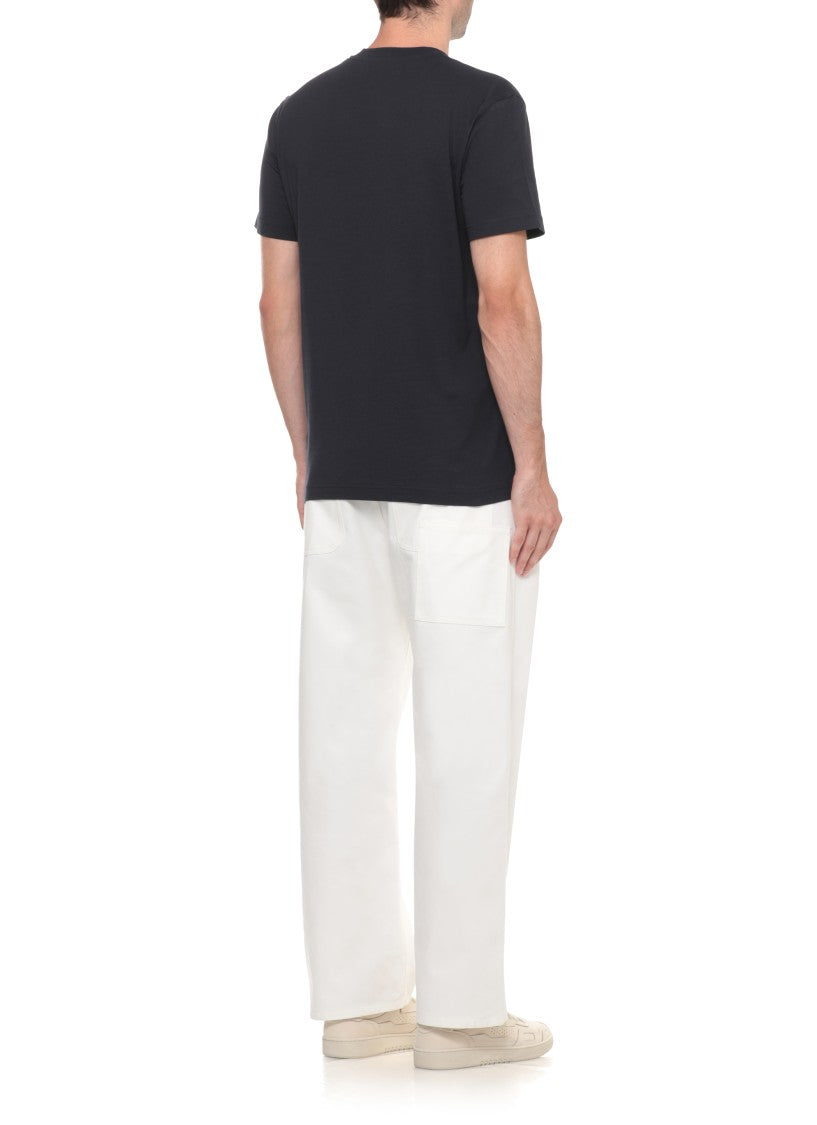 Moschino Blue Embroidered Logo Patch Cotton T-Shirt