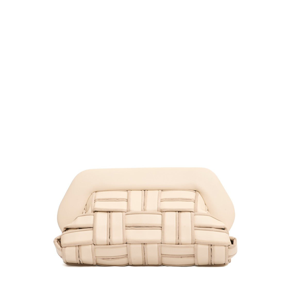 Themoirè Clutch Vegan Leather Intreccio Beige Con Profili