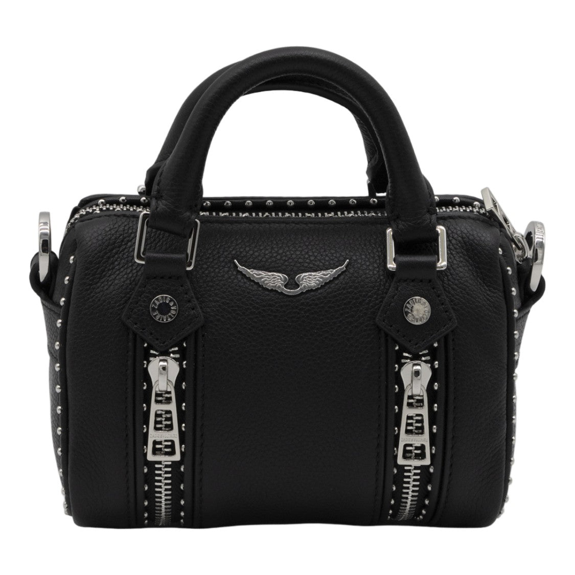 Zadig & Voltaire Compact Textured Handbag With Silver Accents