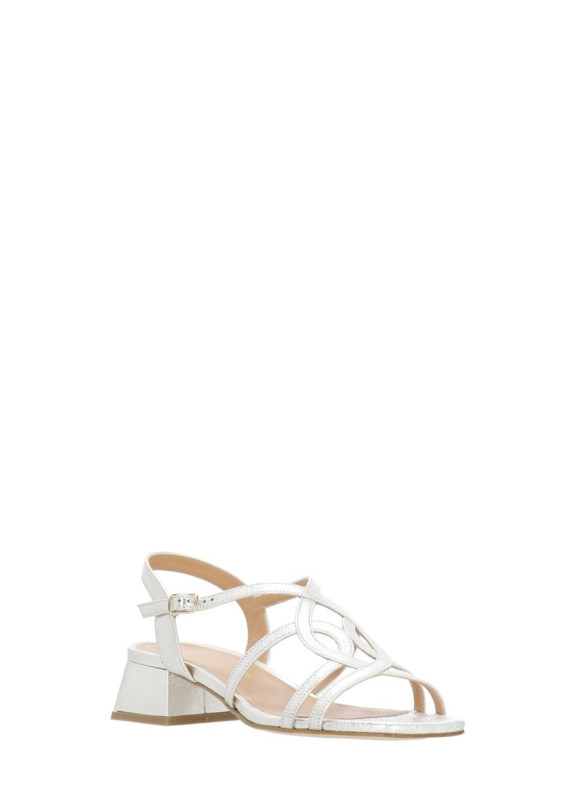 Juilie Dee Silver Ankle Strap Leather Sandals