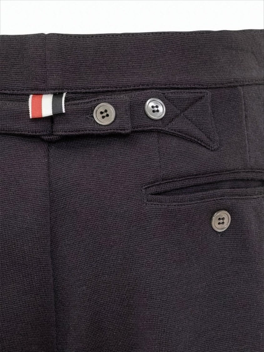 Thom Browne Tailored Wool Shorts With Button Closure And Logo Patch