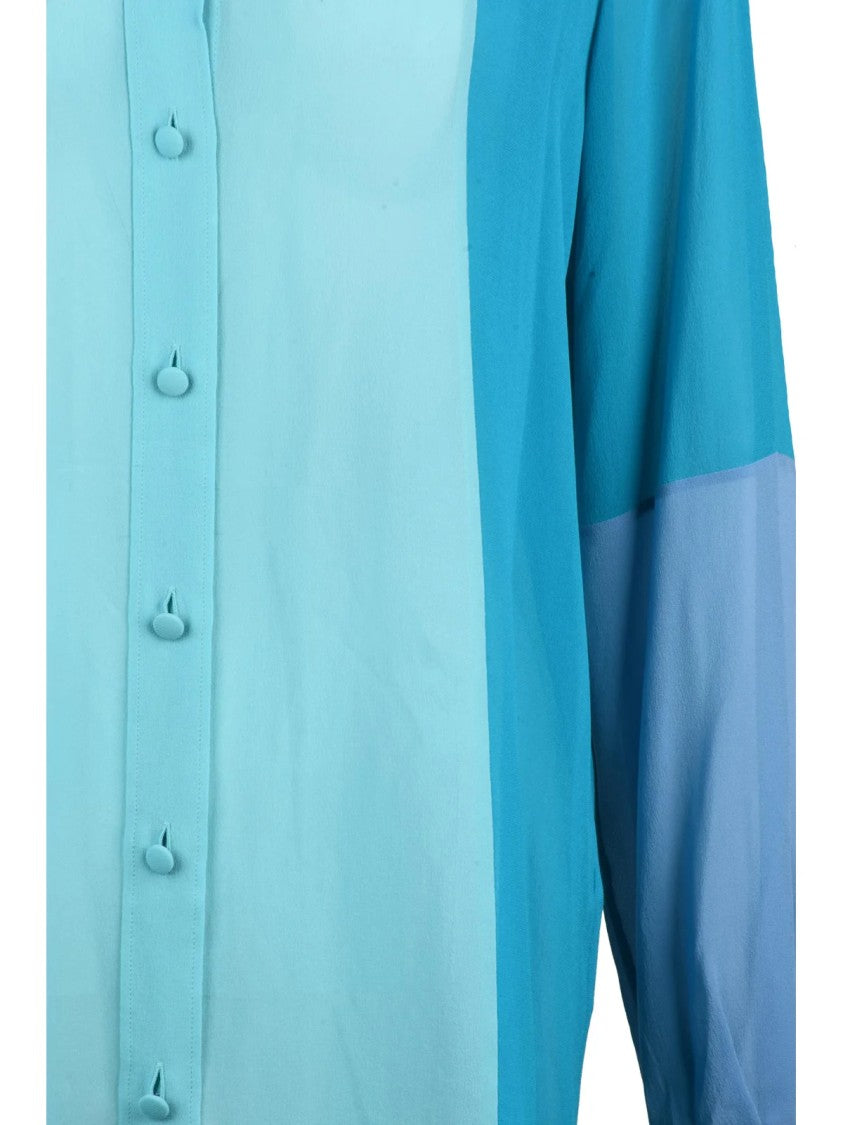 Dolce & Gabbana Turquoise Patchwork Print Silk Shirt