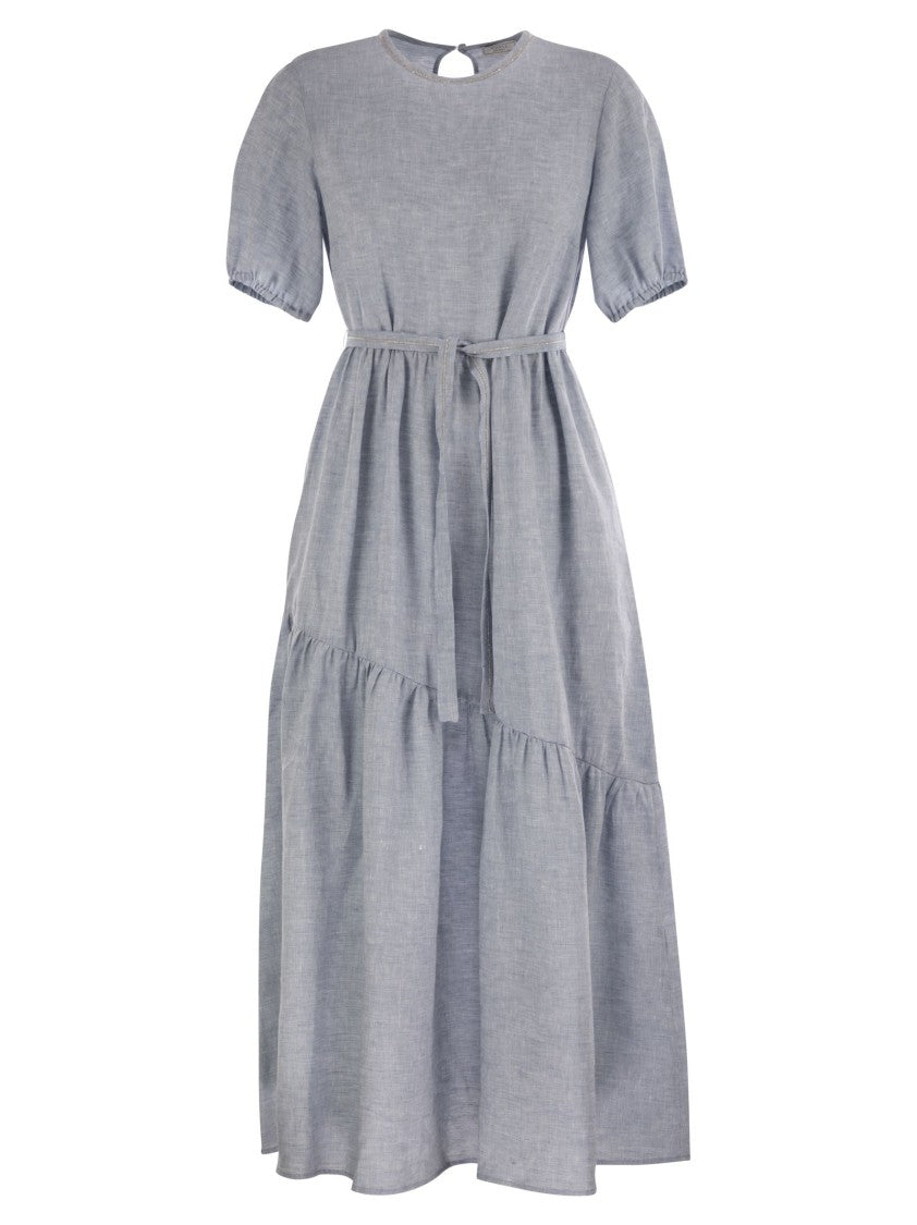 Peserico Long Dress In Pure Linen