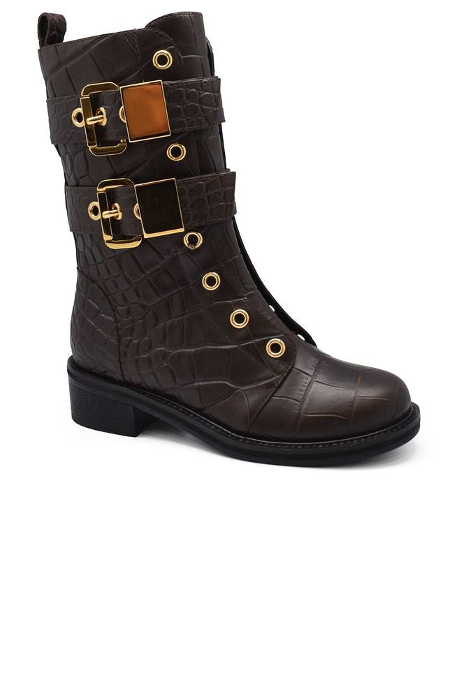 Giuseppe Zanotti Textured Crocodile Pattern Leather Boots