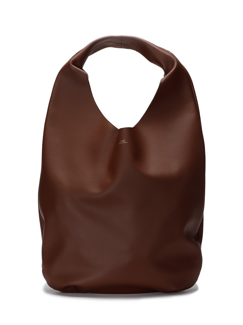 A.P.C. Textured Brown Leather Shoulder Bag
