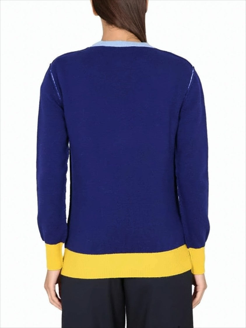 Marni Relaxed Fit Knit Sweater With Contrasting Ribbed Details