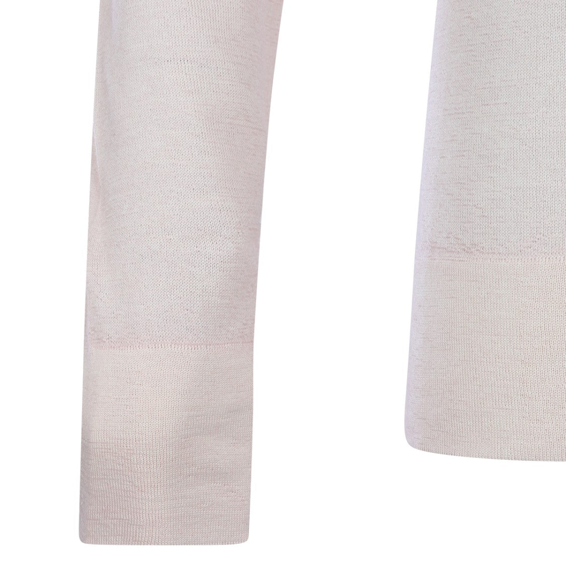 Malo Fine Knit White Wool Sweater With Ribbed Details