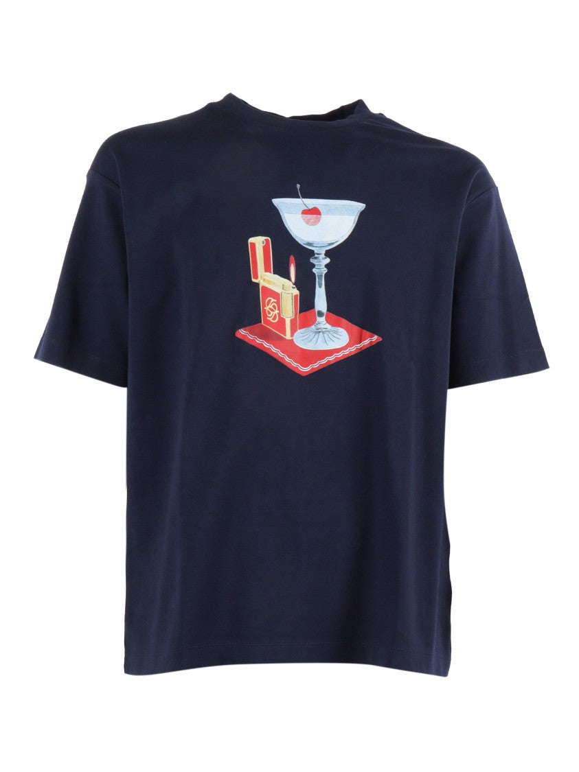 Drôle De Monsieur Navy Cocktail Graphic T-Shirt