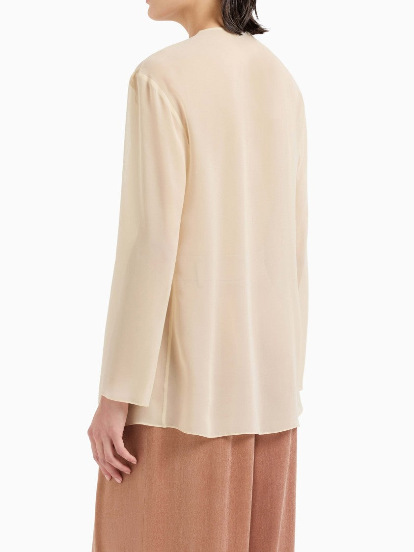 Giorgio Armani Fluid Georgette Silk Blouse With Concealed Button Closure