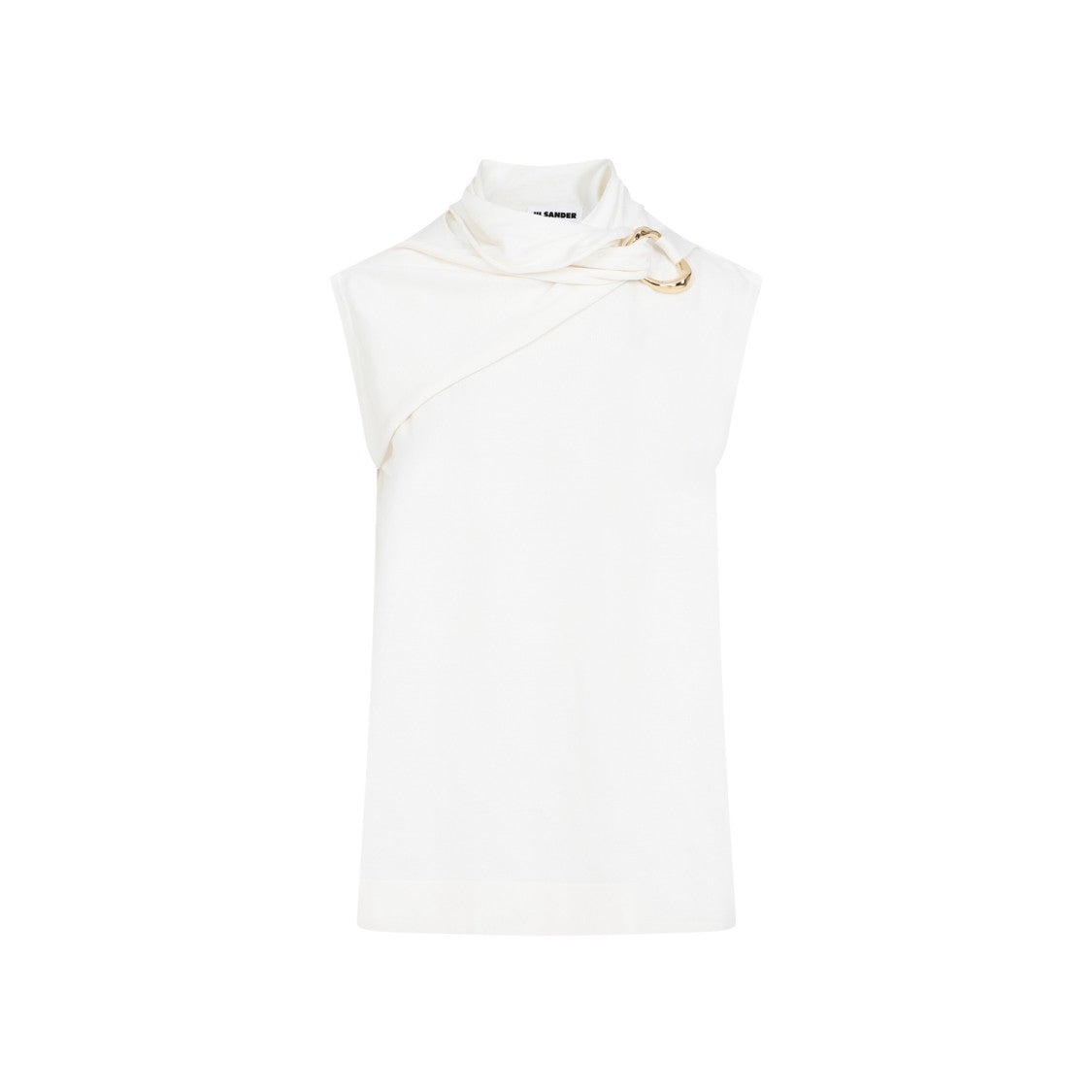 Jil Sander Draped Knitted Coconut Virgin Wool Tank Top