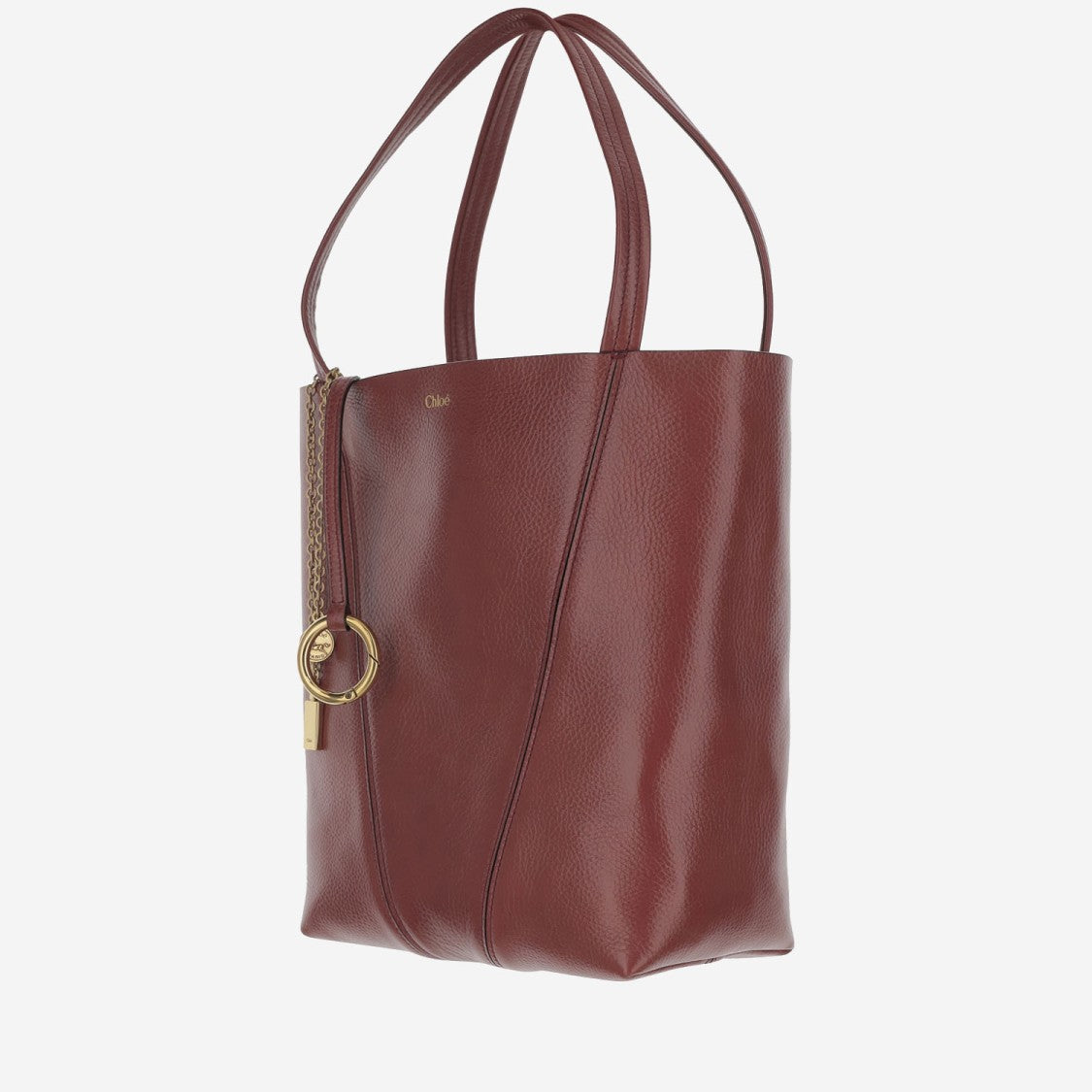 Chloé Garnet Leather Spin Tote Bag