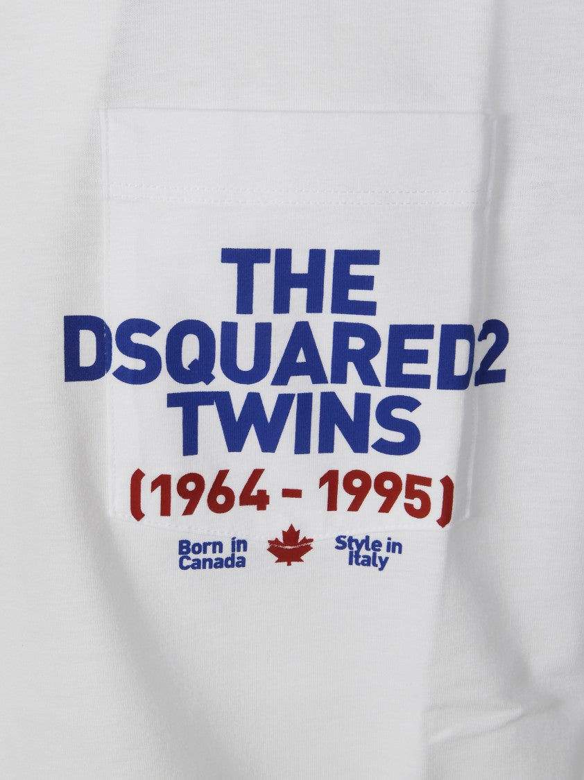 Dsquared2 White Loose-Fit T-Shirt With Graphic Design