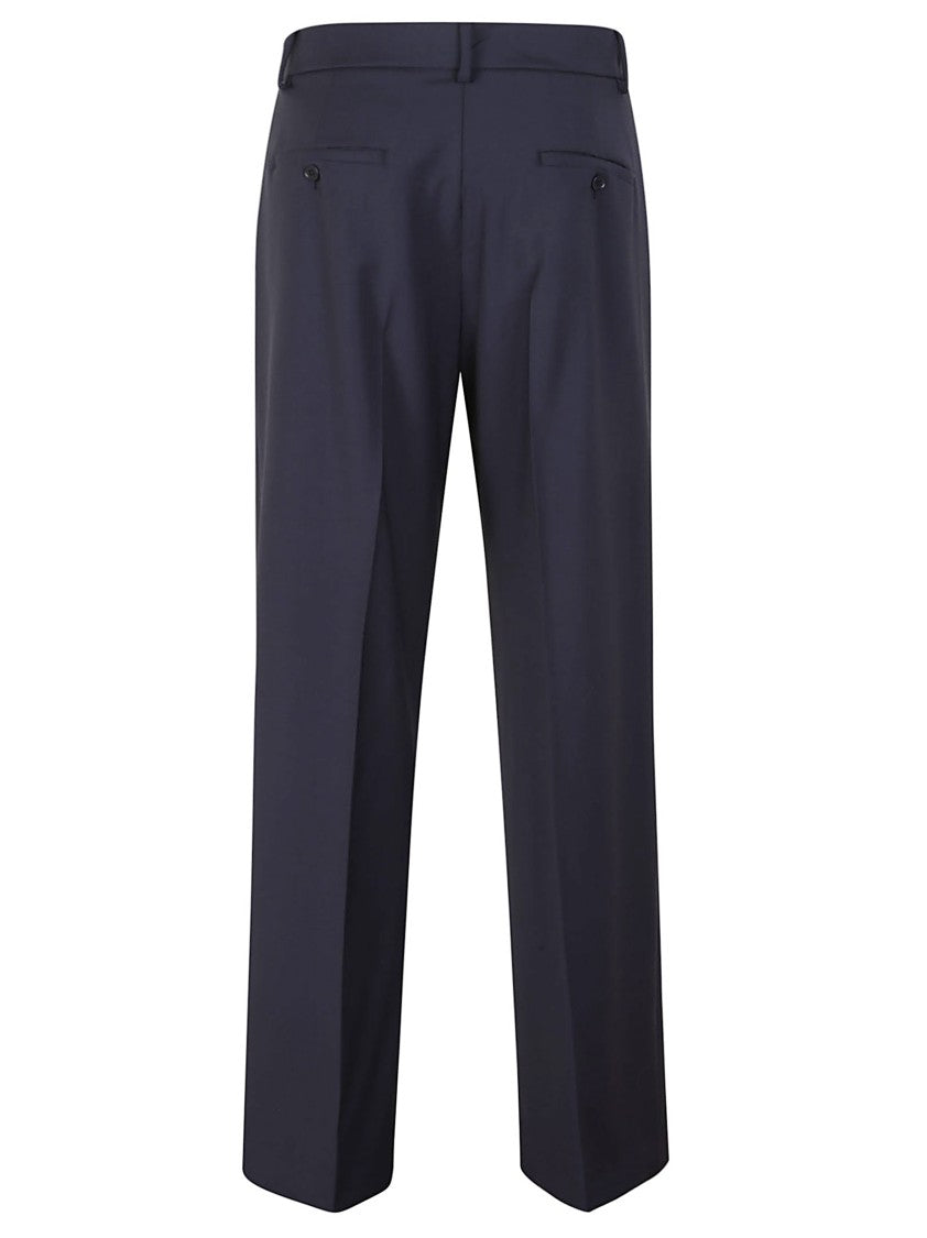 Max Mara Tailored Straight-Leg Trousers In Blue Wool