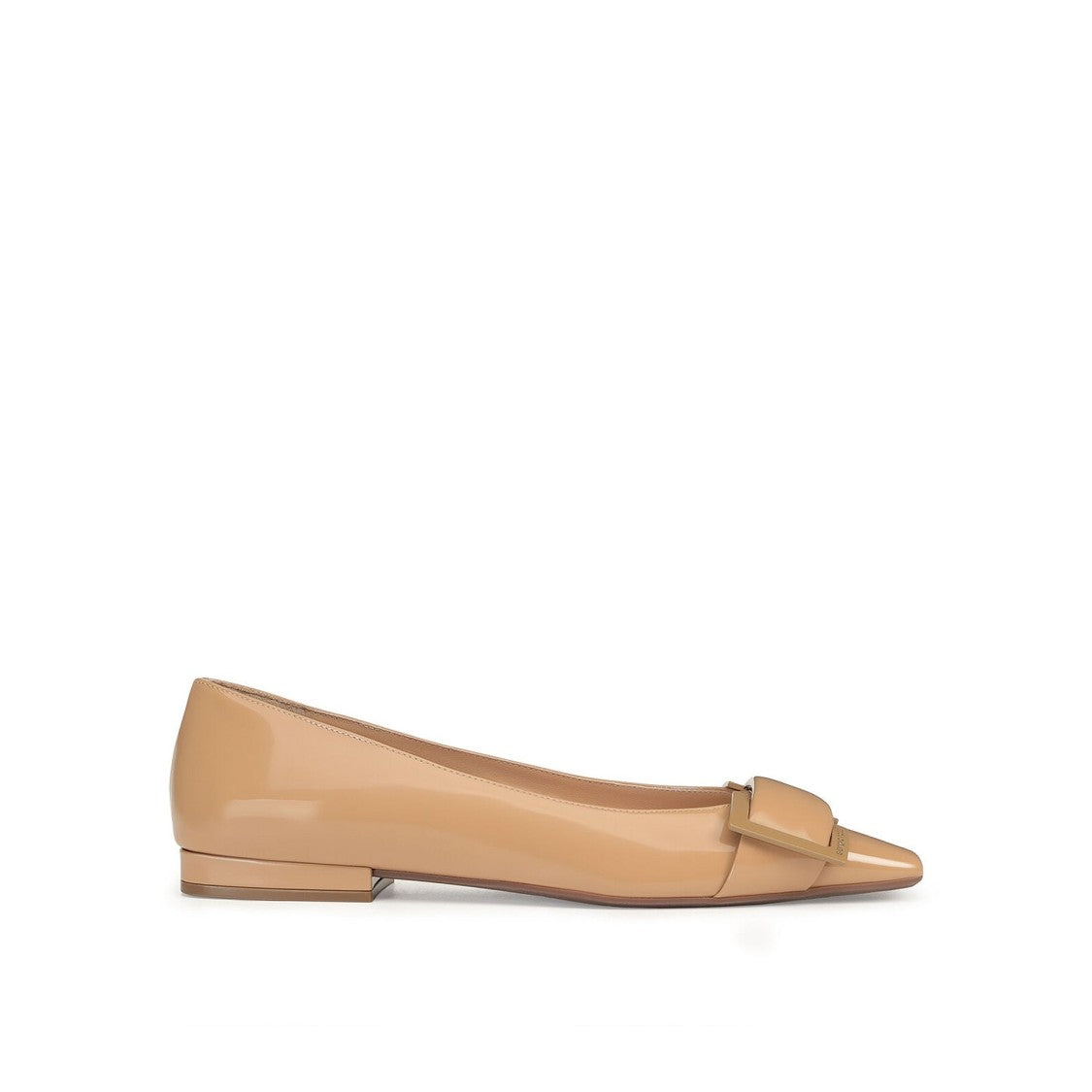 Sergio Rossi Leather Ballerina Flats With Glossy Finish And Decorative Bow