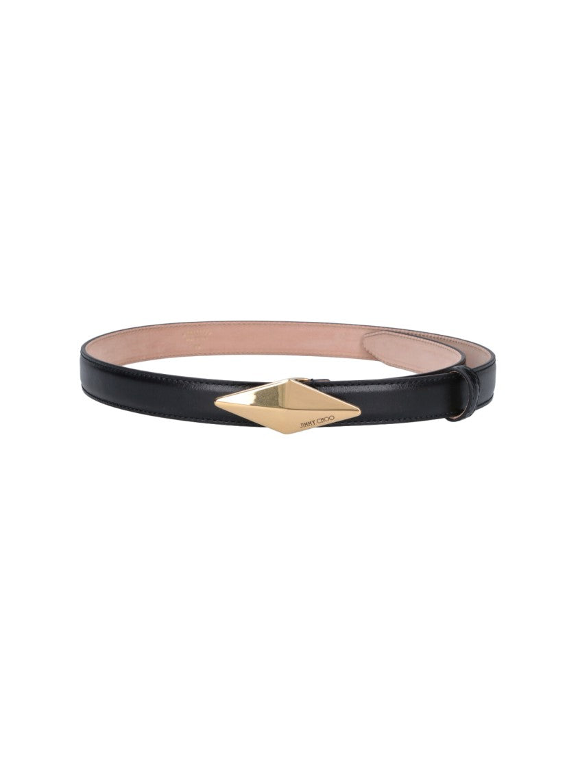 Jimmy Choo Black Diamond Clasp Leather Belt