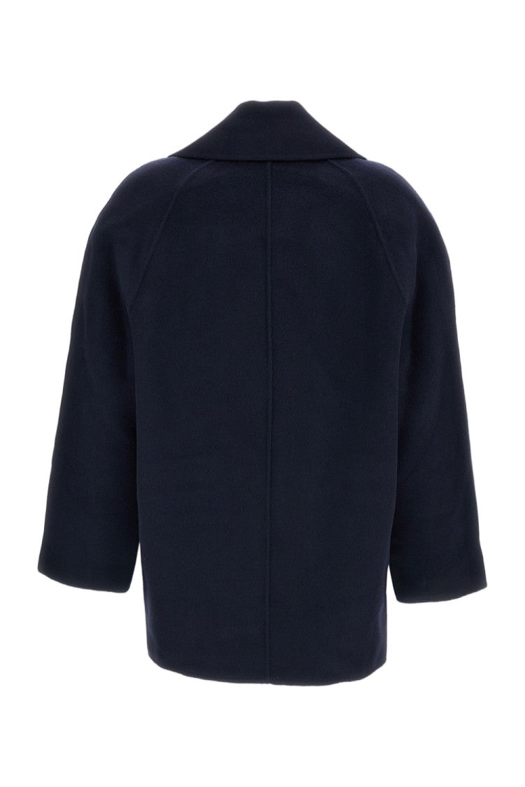 Loulou De Saison Blue Neil Wool-Cashmere Double-Breasted Blazer