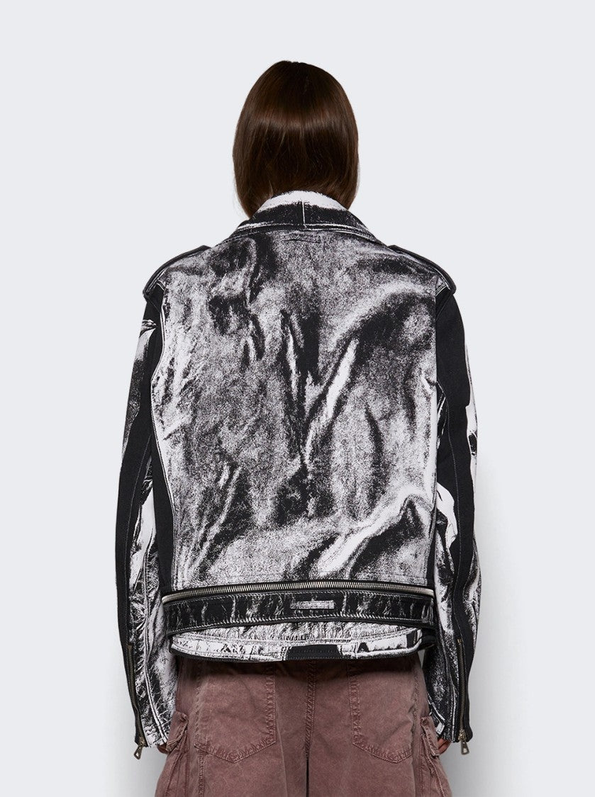 Jean Paul Gaultier Trompe-Lâoeil Perfecto Cotton Canvas Jacket Black And White