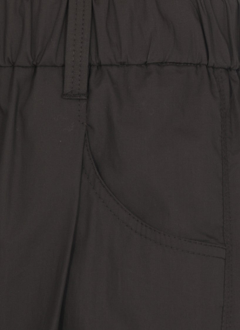 Brunello Cucinelli Black Cotton Pants With High Waist