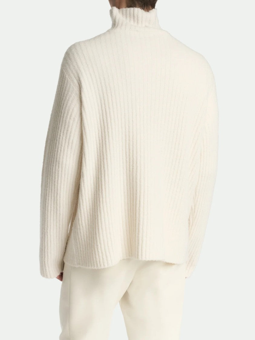 Malo Ribbed Knit Sweater With High Turtleneck And Chevron Pattern