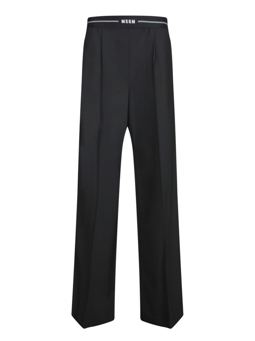 Msgm Tailored Black Trousers With Smooth Finish