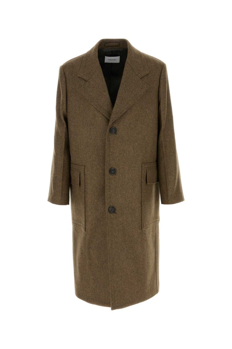 Salvatore Ferragamo Melange Mud Wool Coat