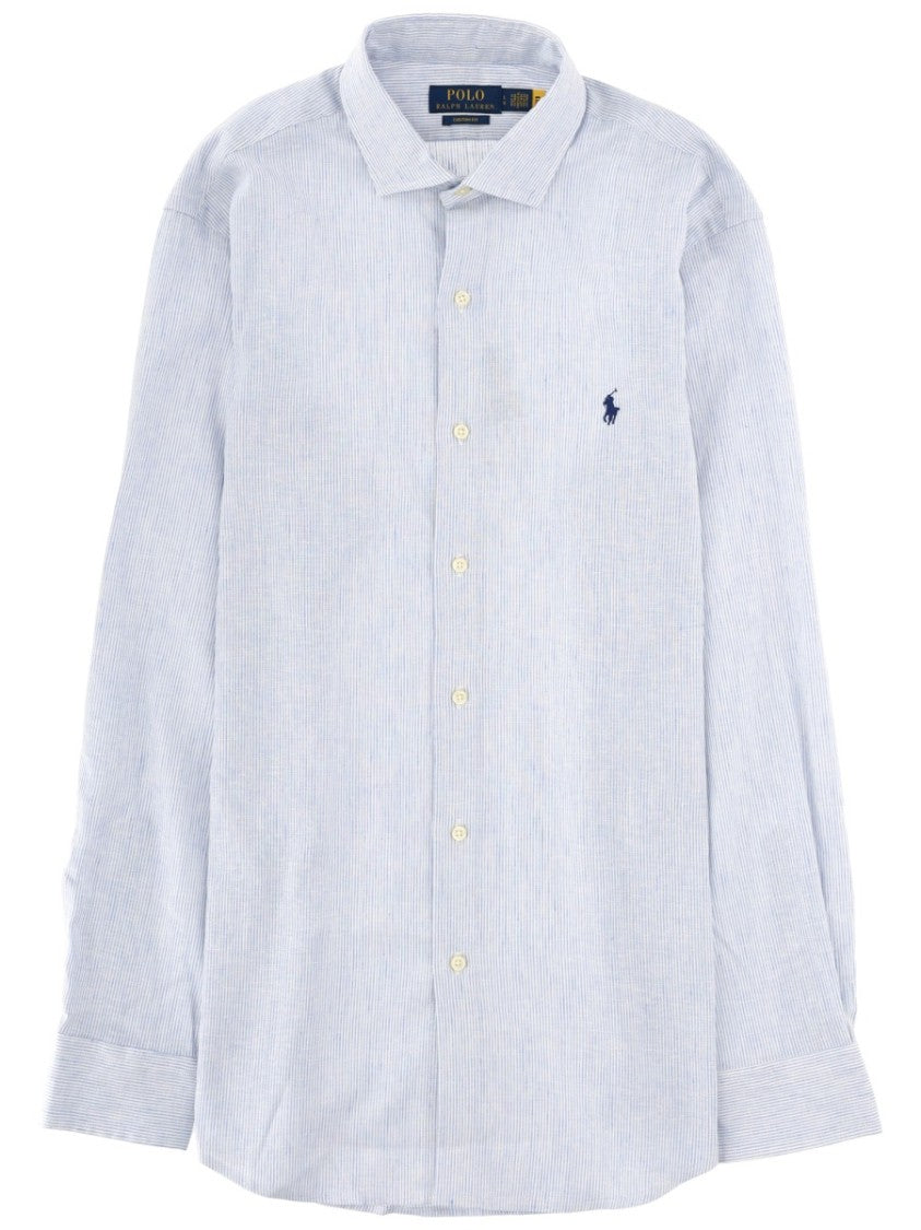 Polo Ralph Lauren Light Blue Stripe Embroidered Logo Shirt