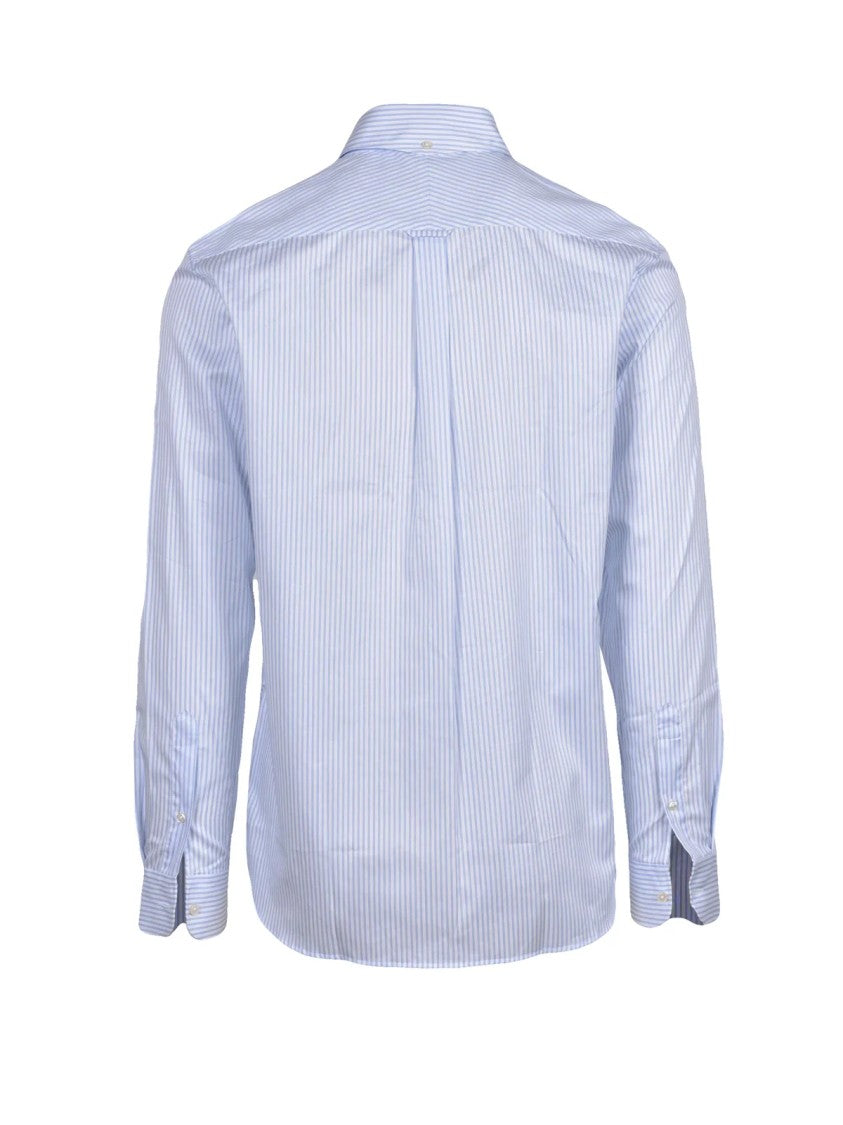 Deuxieme White/Sky Blue Striped Cotton Shirt