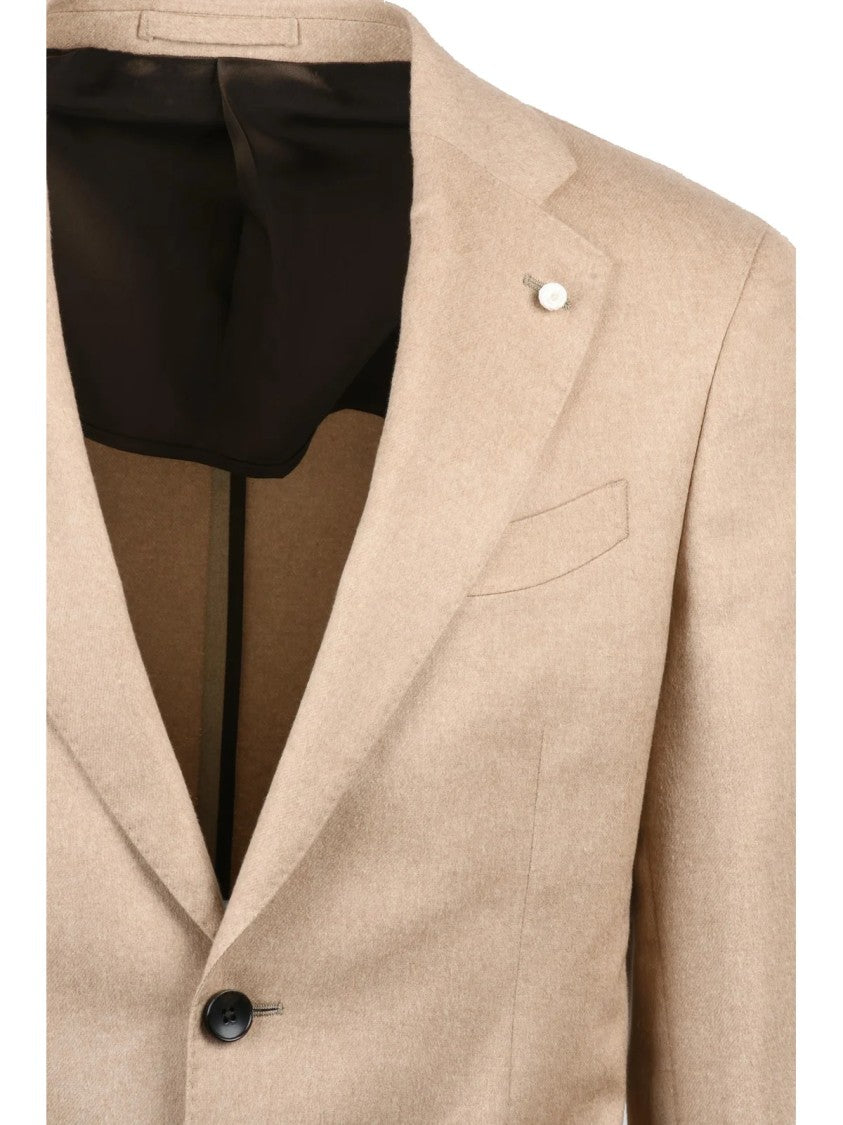Luigi Bianchi Round Silk-Cashmere Jacket With Button Closure And Notch Lapel