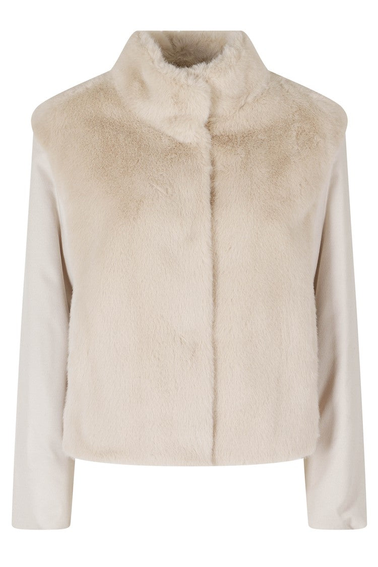Herno Chantilly High Neck Cashmere Sleeves Polyester Jacket