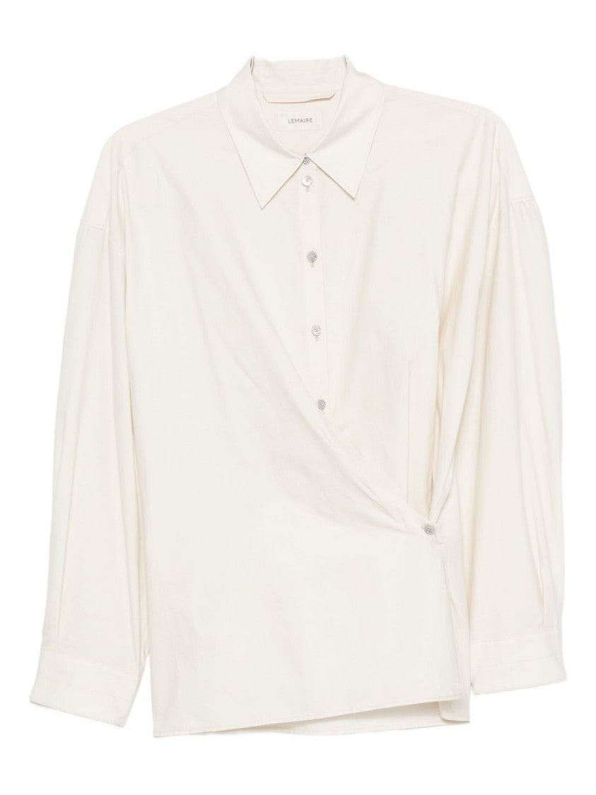 Lemaire Asymmetrical Wrap Shirt In Cotton-Silk Blend