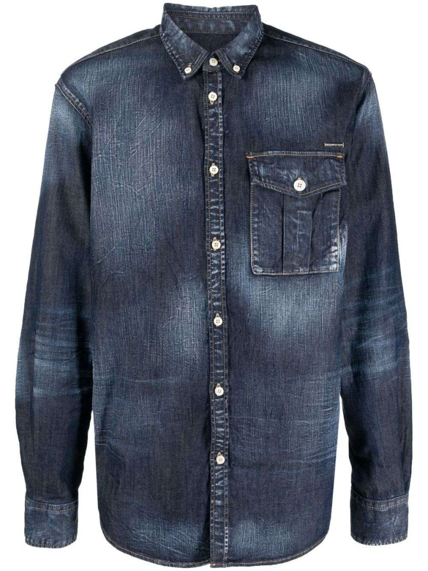 Dsquared2 Logo-Plaque Denim Shirt