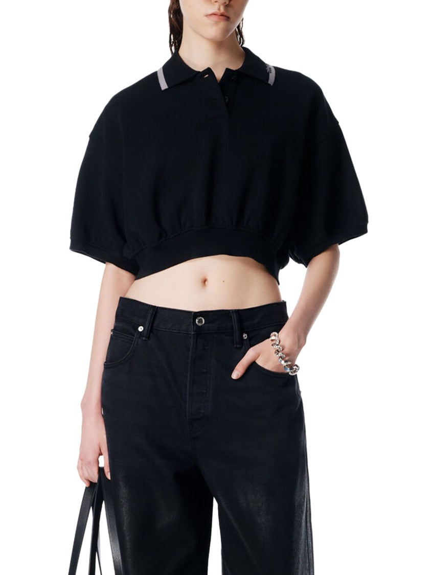 Alexander Wang Relaxed Cropped Cinched Polo Shirt