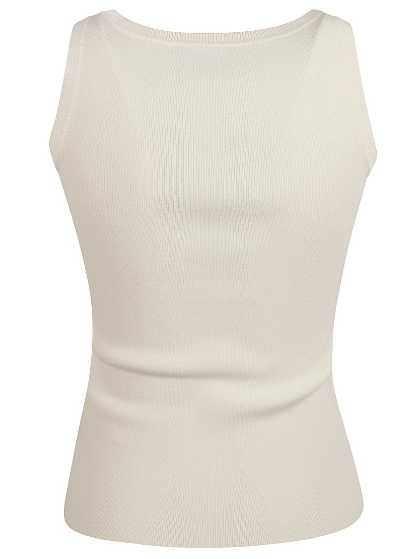 Max Mara Ribbed White Sleeveless Top