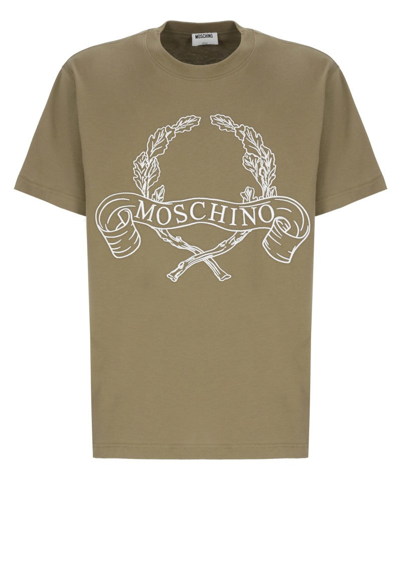 Moschino Cotton T-Shirt With Contrasting Embroidered Logo