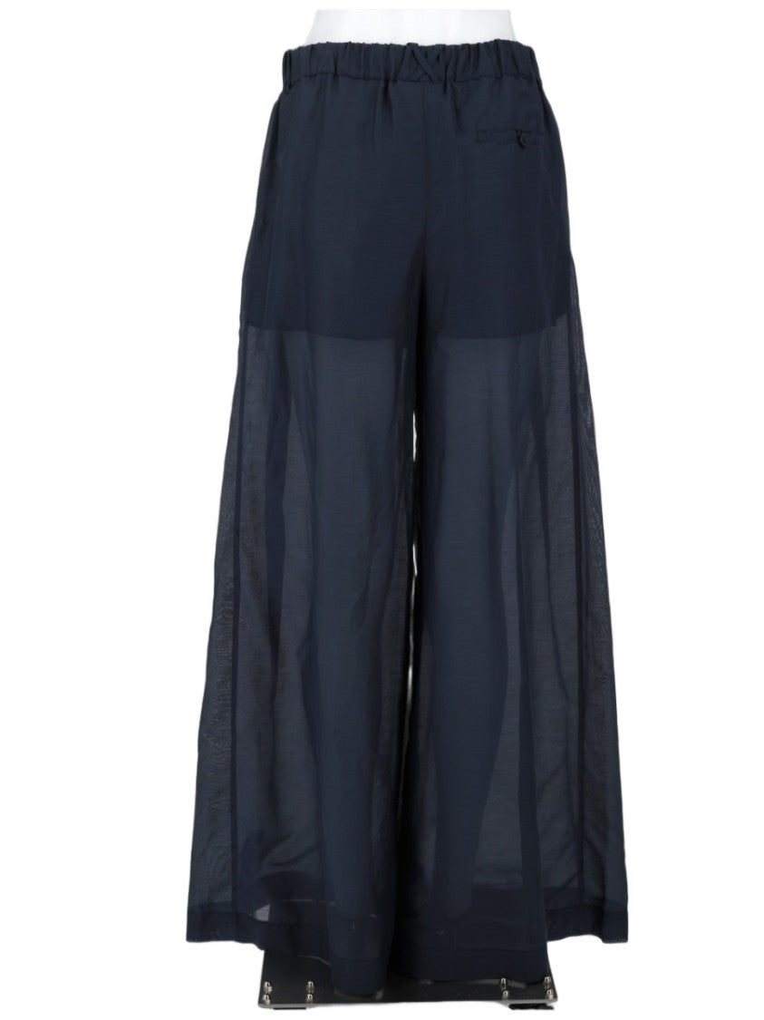 Semi Couture Wide-Leg Pants With Sheer Overlay And Soft Lining