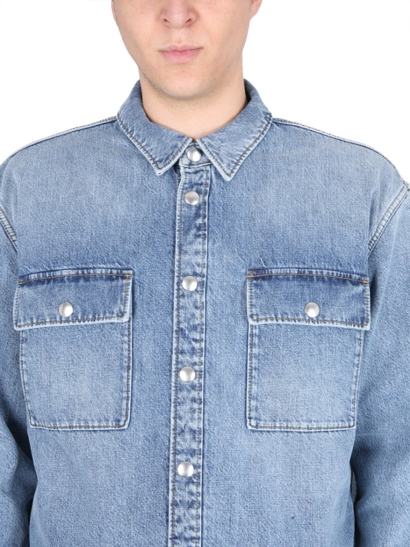 Bottega Veneta Classic Blue Denim Shirt With Structured Silhouette