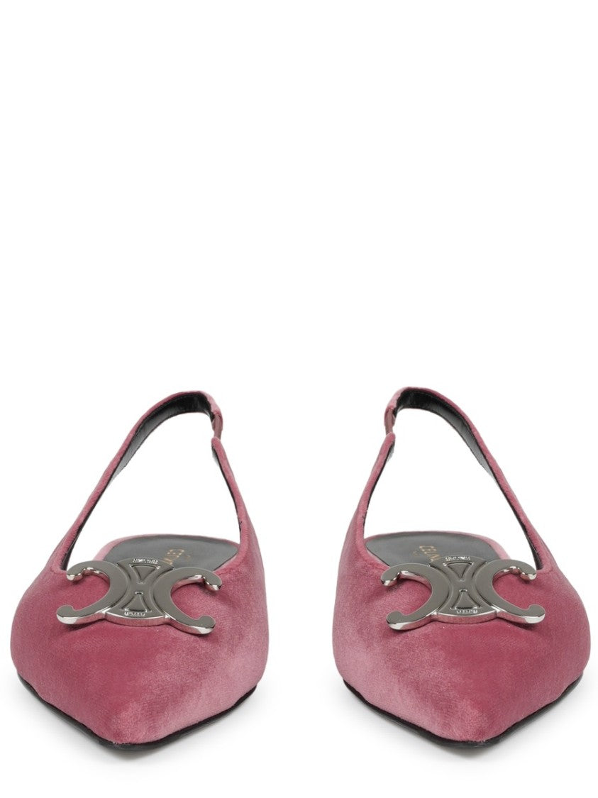 Celine Burgundy Alma Triomphe Velvet Flats