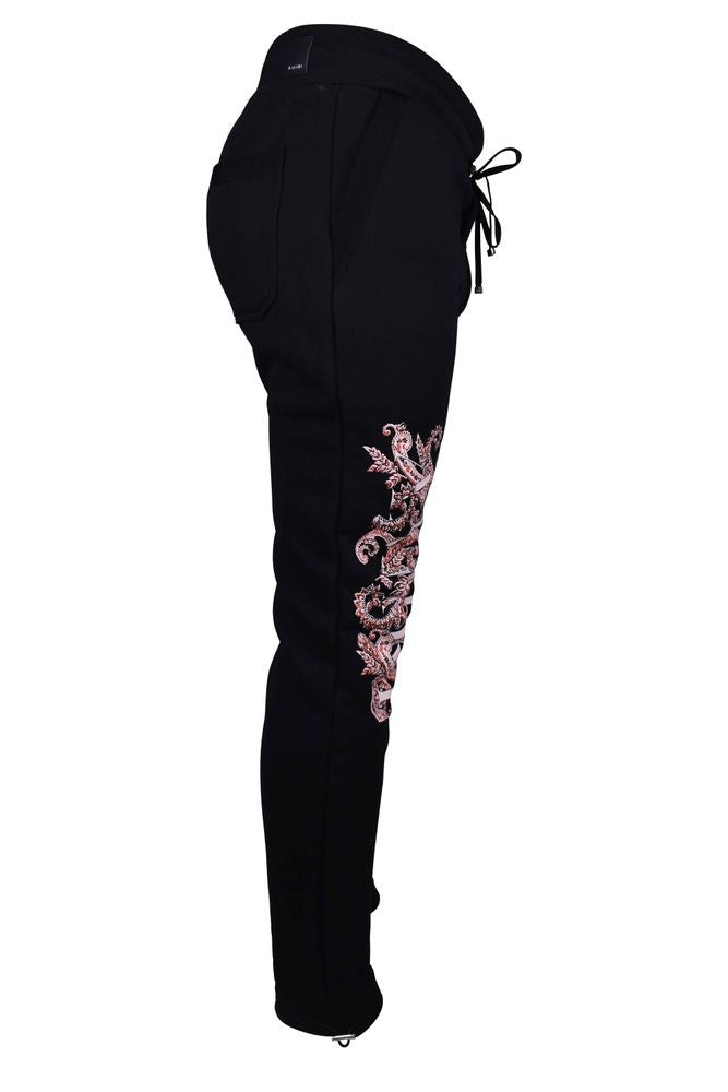 Amiri Black Cotton Sweatpants With Red Graphic Branding
