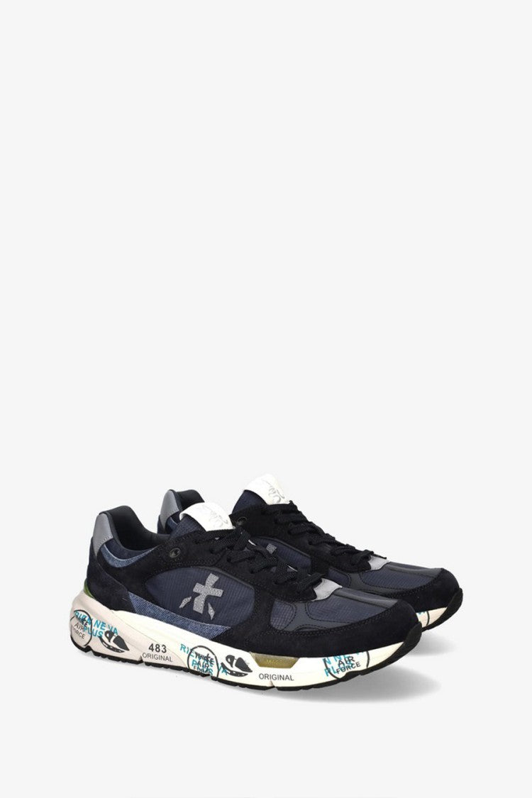 Premiata Grey Mase25 Suede-Mesh Running Sneakers