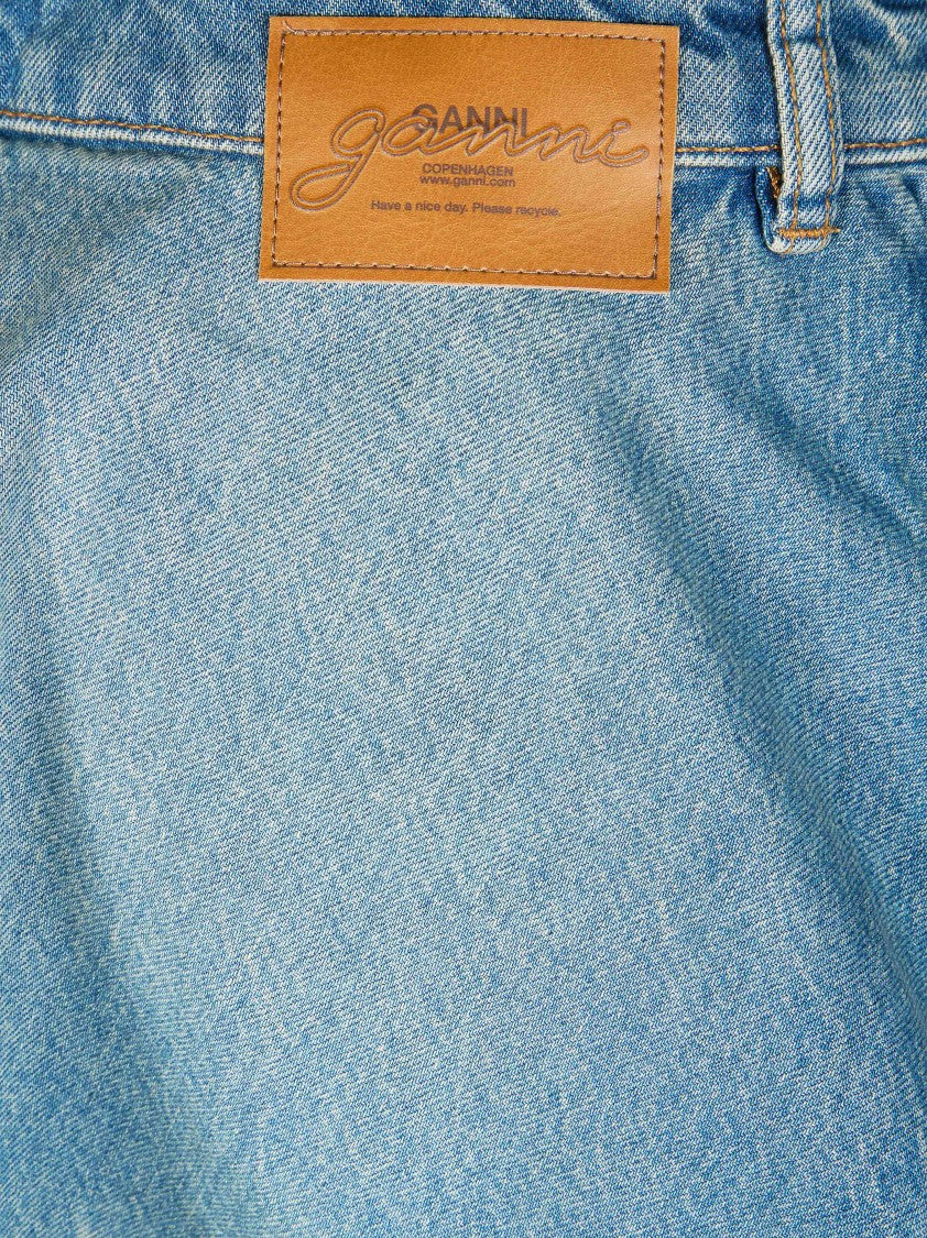 Ganni Light Blue Flared Denim Mini Skirt