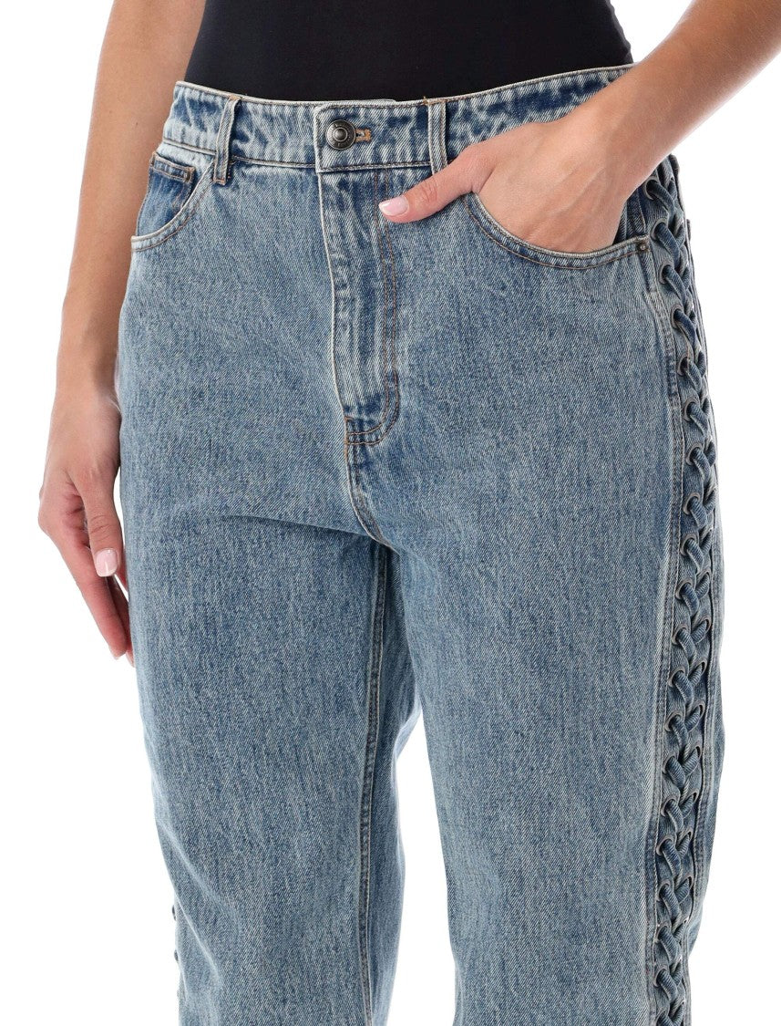 Rotate Laced Straight Leg Denim Straight-Leg Jeans