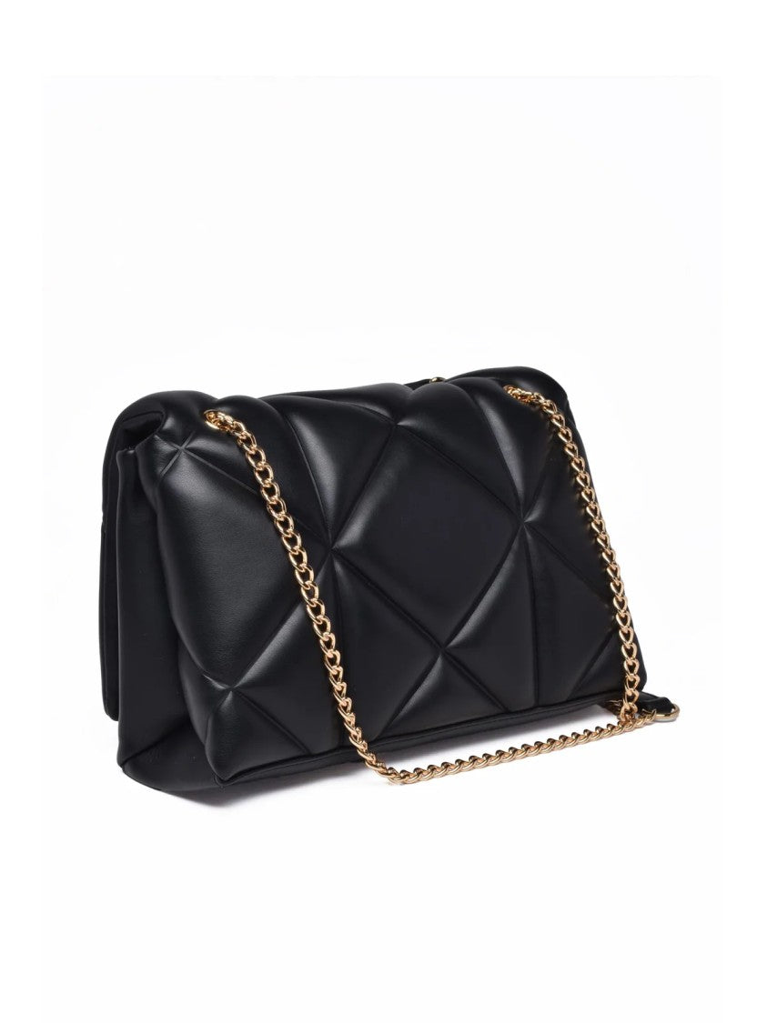 Love Moschino Black Polyurethane Quilted Shoulder Bag