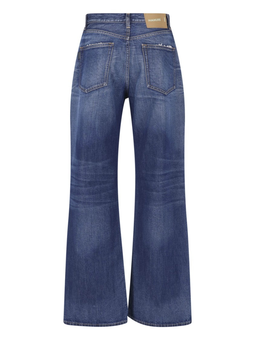 Haikure Wide-Leg Denim Jeans With Five-Pocket Design And Subtle Whiskering