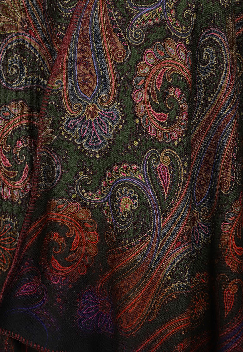 Etro Reversible Cape With Intricate Paisley Design And Asymmetrical Hemline