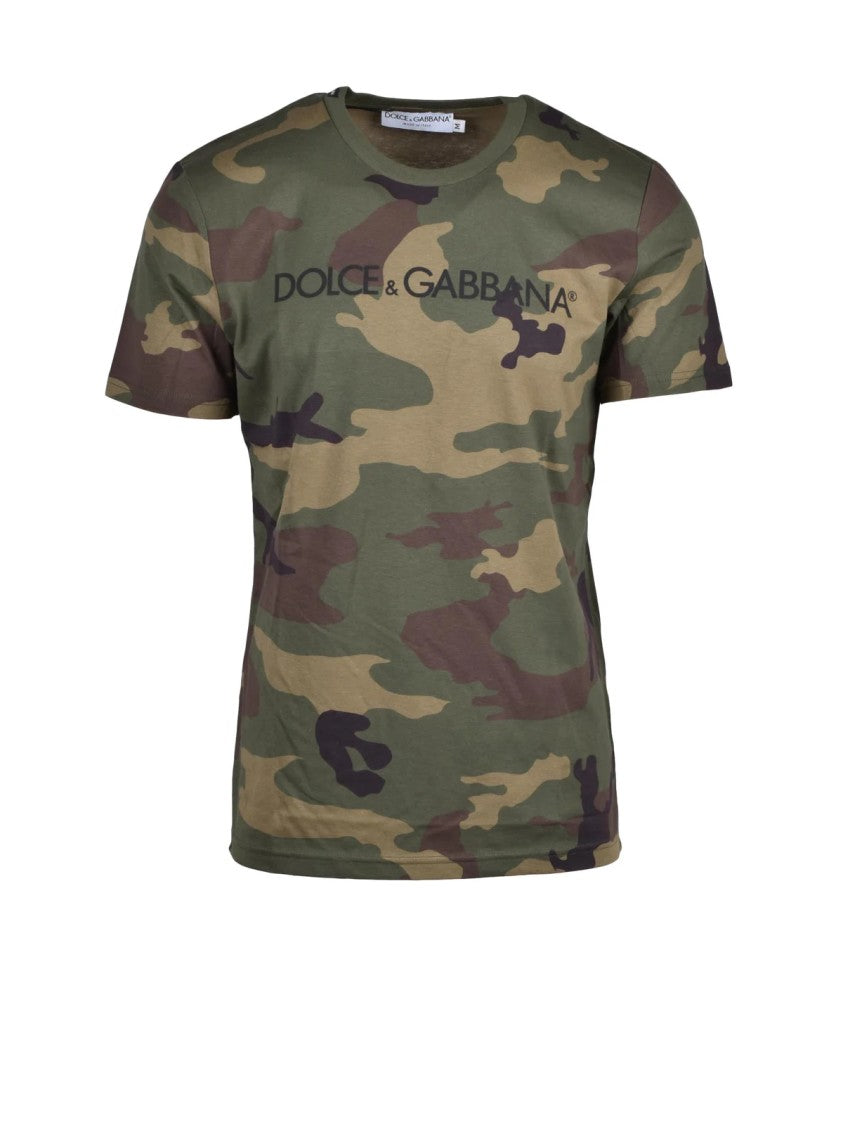 Dolce & Gabbana Military Green Camouflage Pattern Cotton T-Shirt