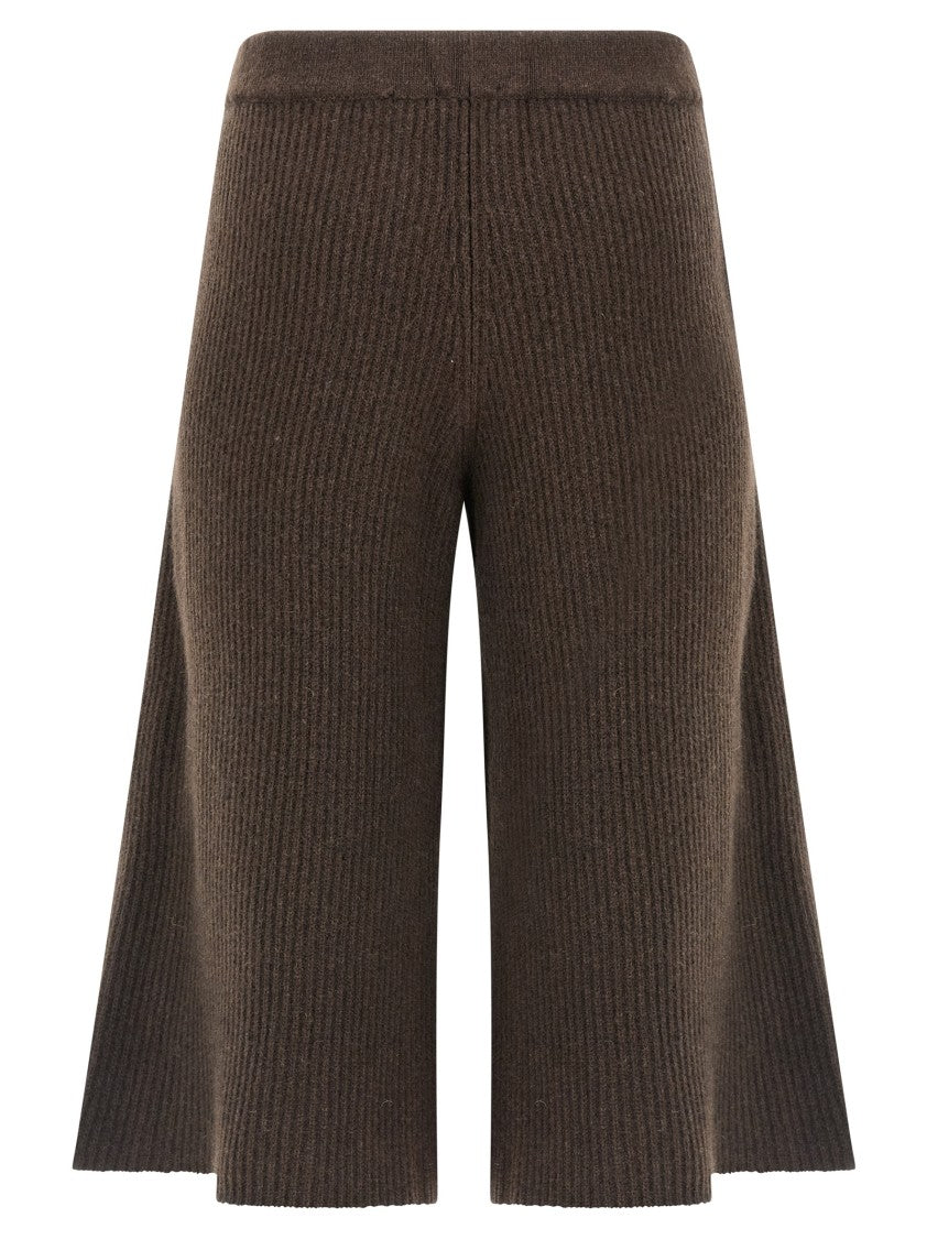 Nude Culotte Pants With Relaxed Silhouette And Side Pockets
