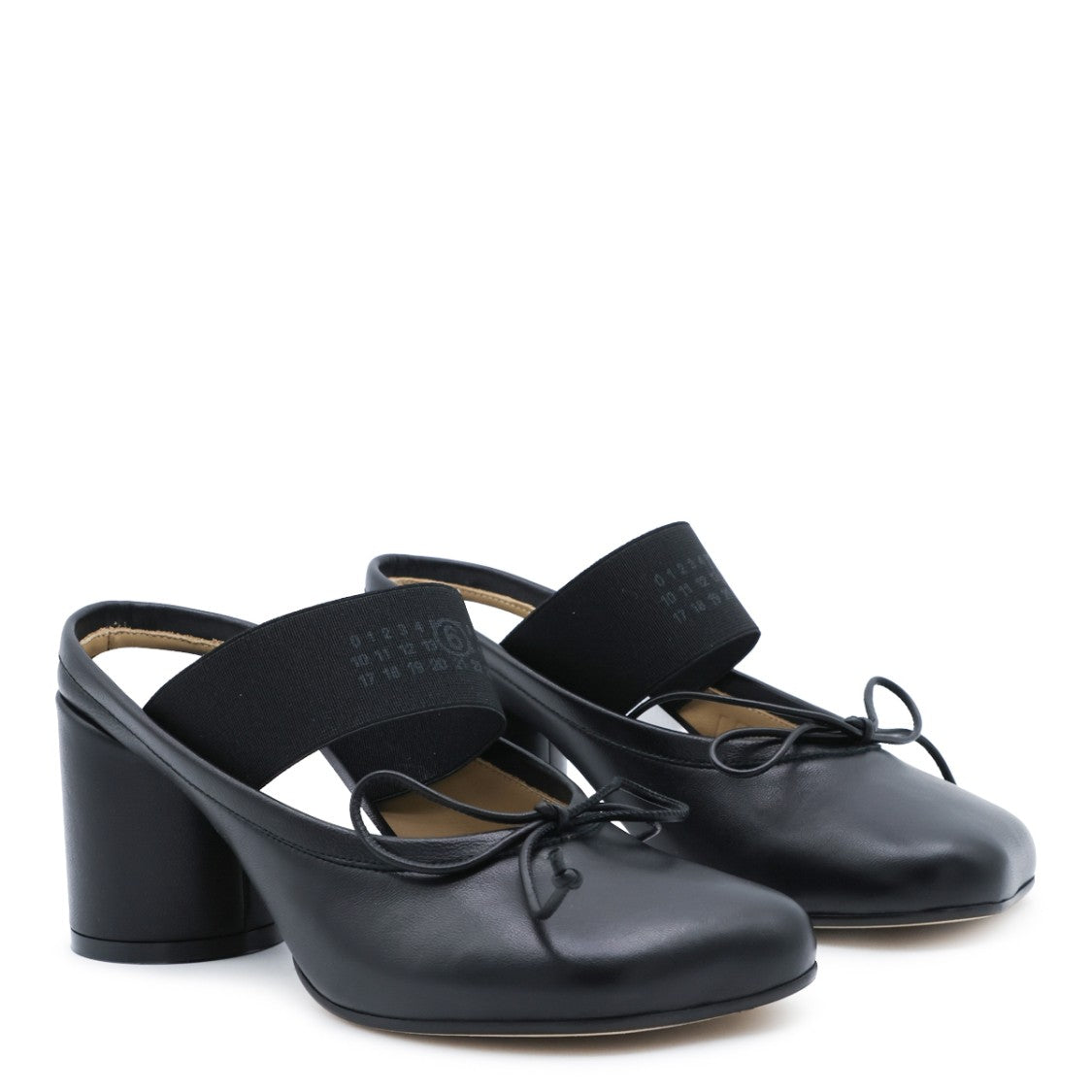 Mm6 By Maison Margiela Black Leather Numeric Anatomic Sandals