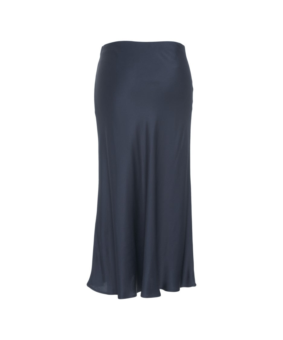 Ottod'ame Fluid Satin Midi Skirt With High Waist And Flared Cut