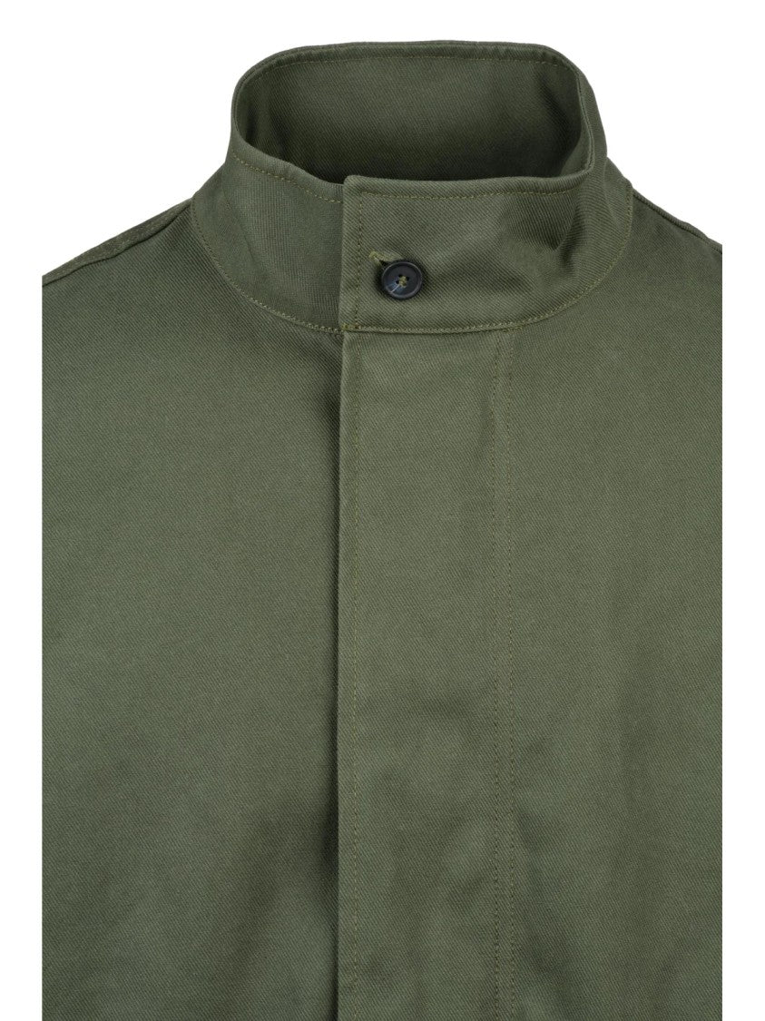 Maison Kitsuné Functional Military Green Canvas Jacket With Adjustable Waist And Removable Lining